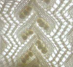 knitted lace pattern close up