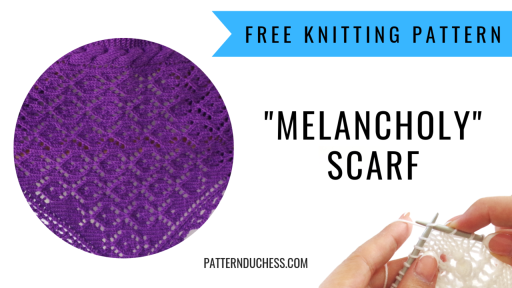 free knitting pattern for a triangular lacy Melancholy scarf