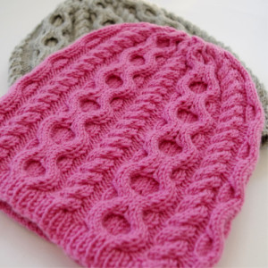 knit baby hat with cables