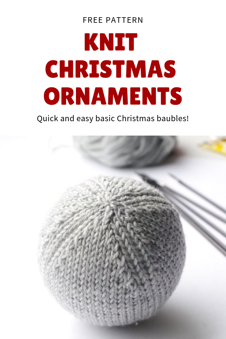 Free knitting pattern for quick and easy Christmas ornaments. Knitted in rounds with round by round instructions. #christmasknits #knittedgifts #freepattern