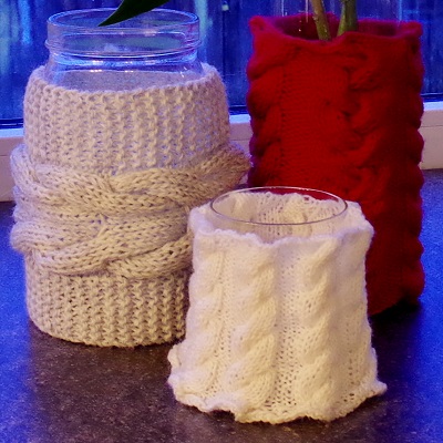 Vase or candle sleeve free knitting pattern
