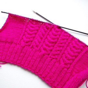 Knit cabled sweater back piece