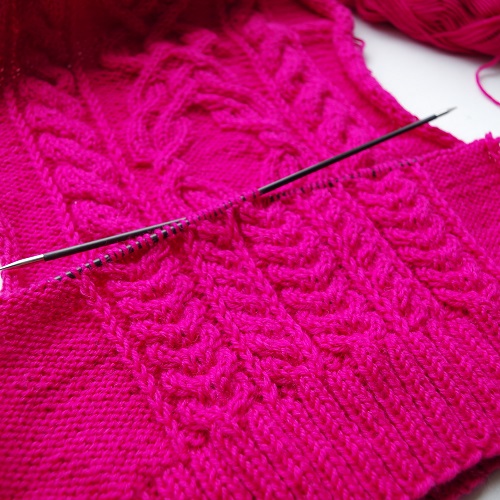 Knitting my cabled sweater