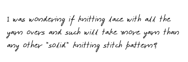 Knitting Q&A: Does lace knitting use more yarn?