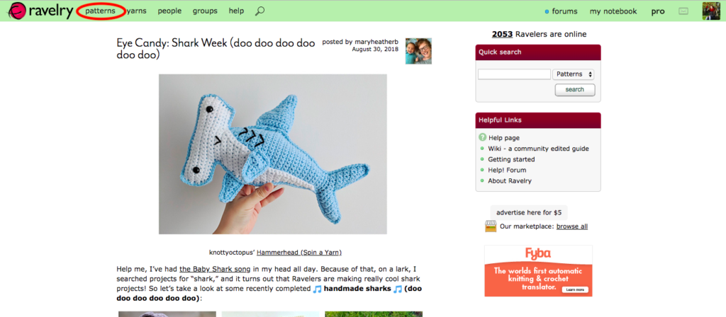 How to find knitting patterns on Ravelry Step 1
