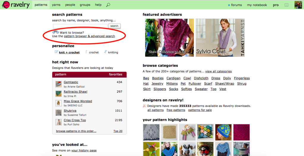 How to find knitting patterns on Ravelry Step 2
