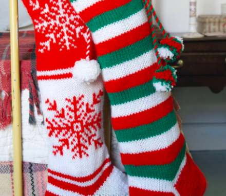 free padrão de meia de Natal tricotada