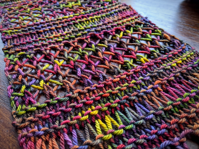 knitting a scarf